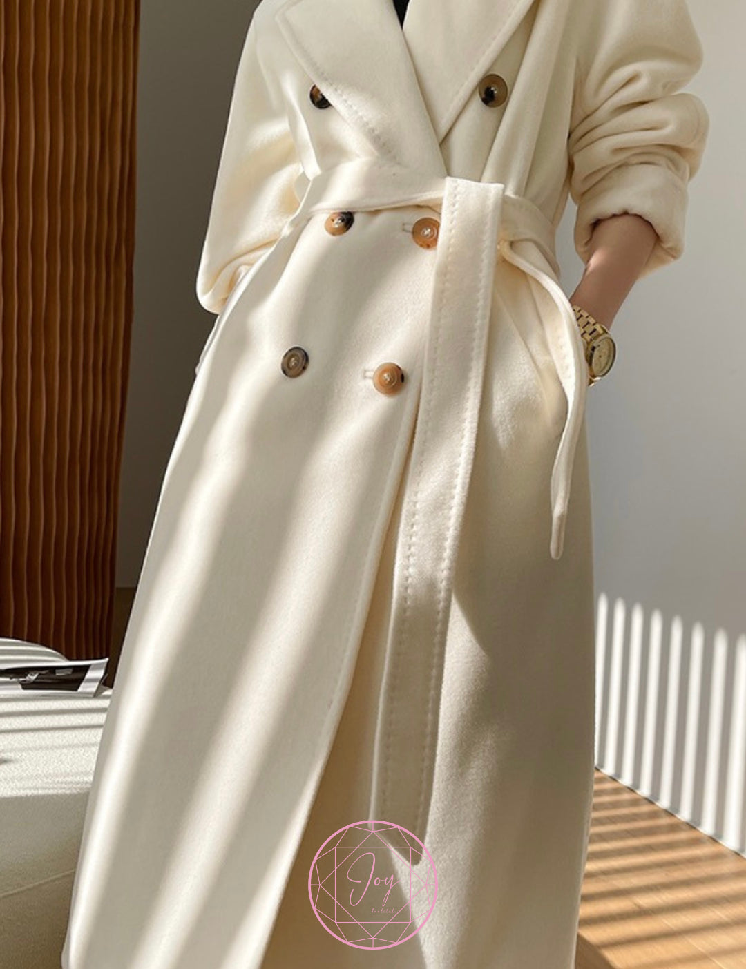 JOY australian wool and cashmere coat Creamy White