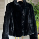 LEONA Mink Fur Coat Black Mink