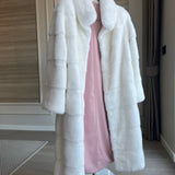 Velvety White Long Mink Fur Coat