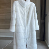 Velvety White Long Mink Fur Coat