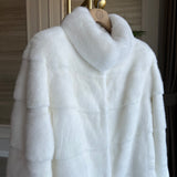Velvety White Long Mink Fur Coat