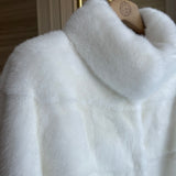 Velvety White Long Mink Fur Coat