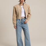 JOY Suede Bomber Light Beige