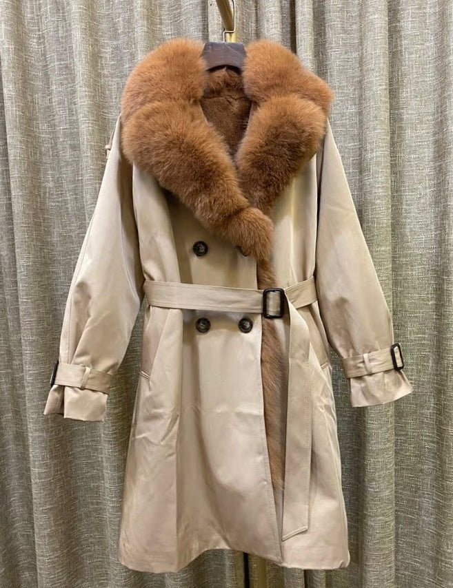 JOY Fur Trench Coat