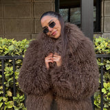 JOY Lamb Fur Midi Jacket With Collar