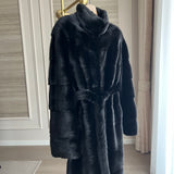 Classic Black Long Mink Fur Coat