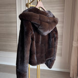 LEONA Mink Fur Hoodie Coat