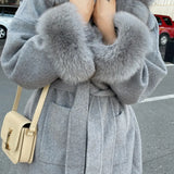 AHUS short wool coat (fur sleeves)